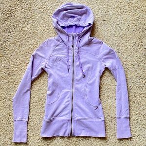 Lululemon Long Zip Hoodie Sweater Heathered Lilac Size 4